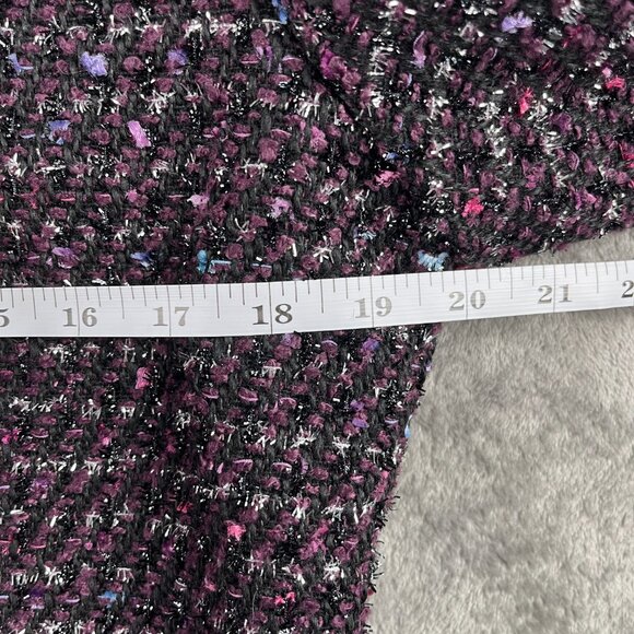 Chico’s Tweed Open Front Blazer Women’s Size 0 Black Purple Metallic Zip Pockets - Picture 8 of 8